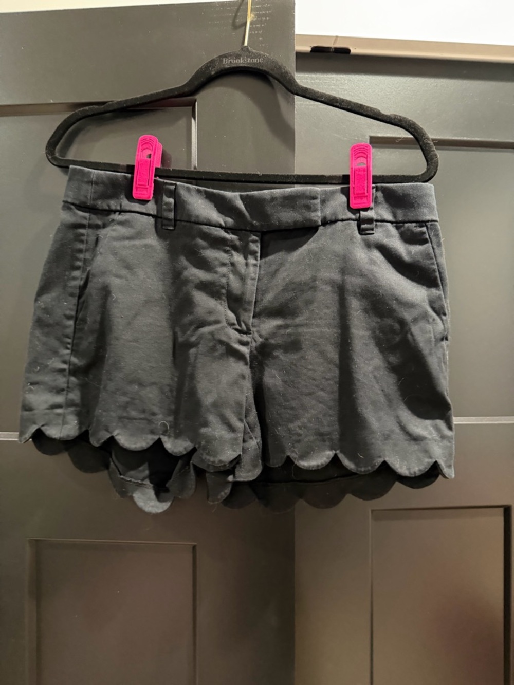 J. Crew Black Scallop Mid-Rise Waist Shorts